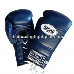 THAISMAI BG121 Muay Thai Boxing Gloves Leather lace up Blue