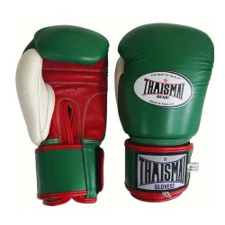 THAISMAI BG124 Muay Thai Boxing Gloves Leather Green Red White