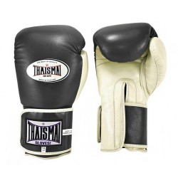 THAISMAI BGLW Longwrist Muay Thai Boxing Gloves Leather Gray White