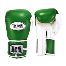 THAISMAI BGLW Longwrist Muay Thai Boxing Gloves Leather Green White