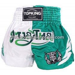 Top King Muay Thai Boxing Shorts TKTBS-250 White Green