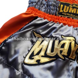 lumpini-boxing Muay Thai short-gray-orange | Muay Thai Shorts