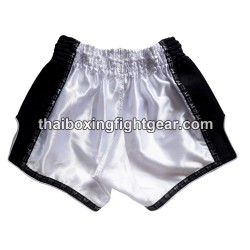 Lumpinee Muay Thai Shorts Retro "White / Black" | Muay Thai Shorts