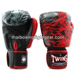 Twins Boxing Gloves Thaiboxing "WOLF" FBGVL3-50 Black Red | Gloves