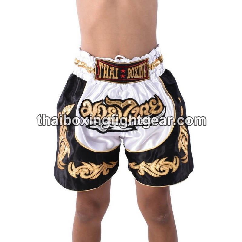 Thai Boxing  Muay Thai Kids Shorts White Black | Kids