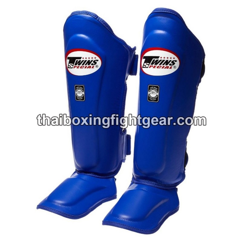 Twins SGL10 Blue Double Padded Leather Shin Pads/Guards | Protections