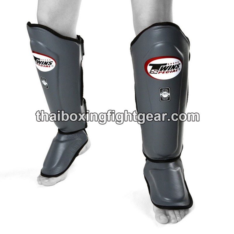 Twins SGL10 Gray Double Padded Leather Shin Pads/Guards | Protections