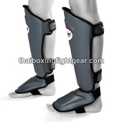 Twins SGL10 Gray Double Padded Leather Shin Pads/Guards | Protections
