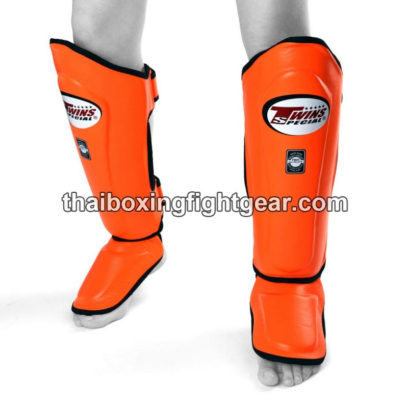 Twins SGL10 Orange Double Padded Leather Shin Pads / Guards | Protections