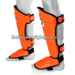 Twins SGL10 Orange Double Padded Leather Shin Pads / Guards | Protections