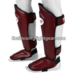 Twins SGL10 Double Padded Leather Shin Pads / Guards "MAROON" | Protections