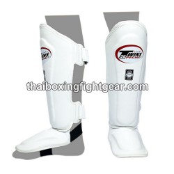Twins SGL10 Double Padded Leather Shin Pads / Guards "WHITE" | Protections