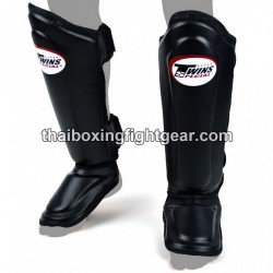 Twins SGL10 Double Padded Leather Shin Pads / Guards "BLACK" | Protections