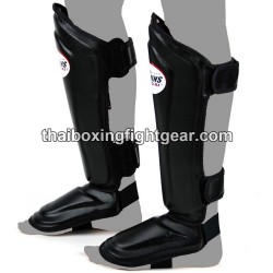 Twins SGL10 Double Padded Leather Shin Pads / Guards "BLACK" | Protections