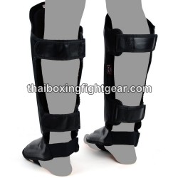 Twins SGL10 Double Padded Leather Shin Pads / Guards "BLACK" | Protections