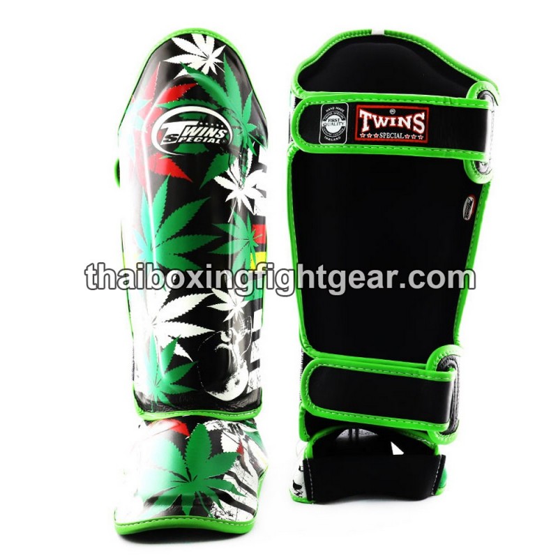 Twins FSGL10-54 Double Padded Leather Shin Pads / Guards "Grass" | Protections