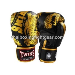 Muay Thai Gloves Twins FBGVL3-49 Boxing Gloves "Dragon" Black Gold | Gloves