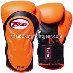 Muay Thai Boxing Gloves Twins BGVL6 Black Orange | Gloves