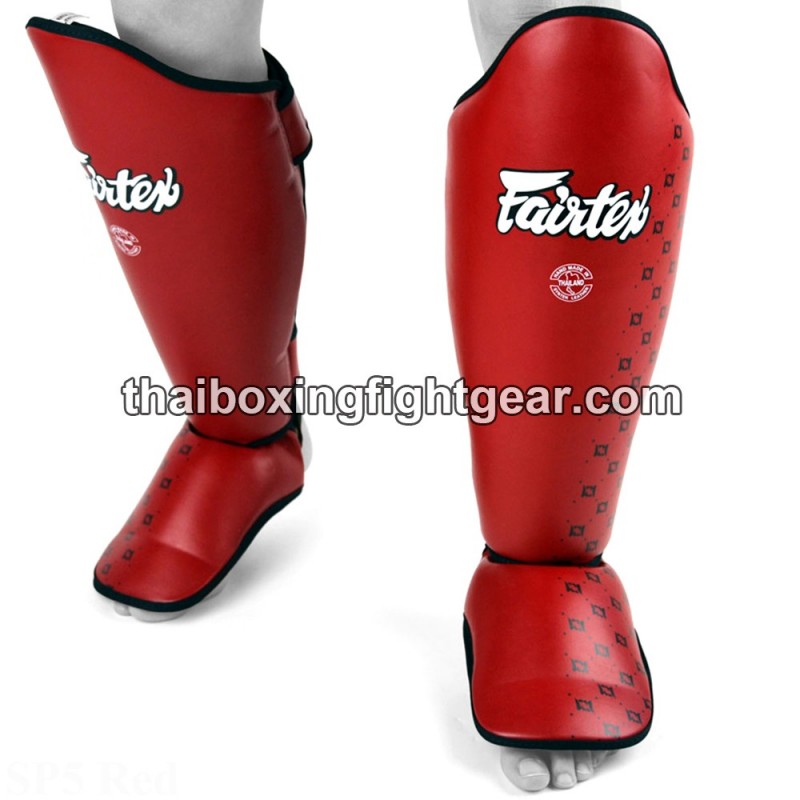 Fairtex SP5 Muay Thai/MMA Competition Shinguards Leather Red | Fairtex