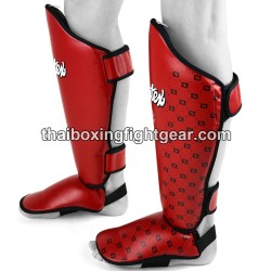 Fairtex SP5 Muay Thai/MMA Competition Shinguards Leather Red | Fairtex