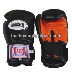 THAISMAI BG124 Muay Thai Boxing Gloves Leather Black Orange | Gloves