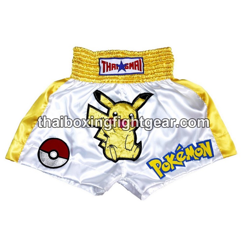Thaismai Muay Thai Boxing Shorts "Pokemon" White Yellow | Shorts