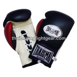 THAISMAI BG121 Muay Thai Boxing Gloves Leather Black White Red Thaismai - 1