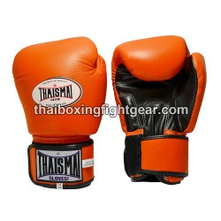 THAISMAI BG124 Muay Thai Boxing Gloves Leather Orange Black Thaismai - 1
