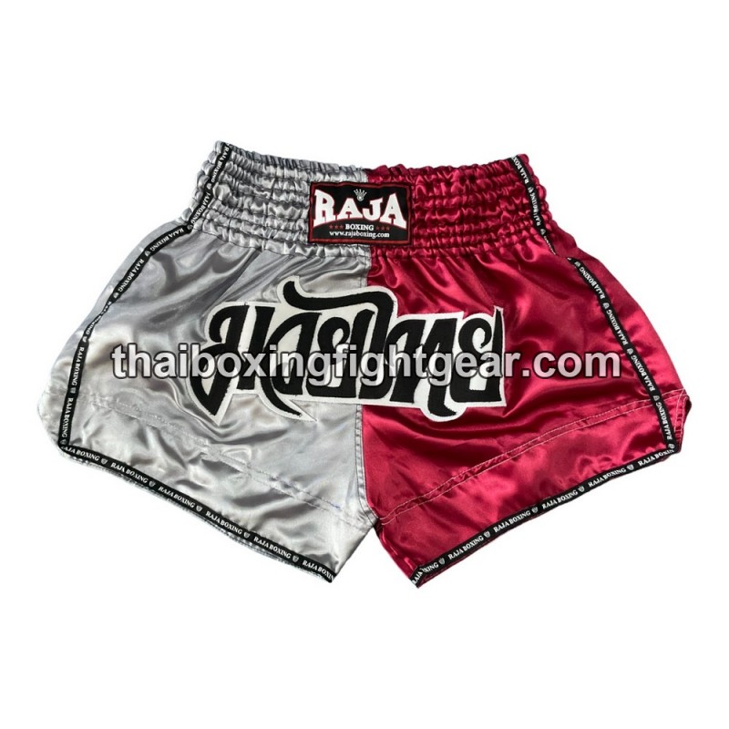 Raja Boxing Muay Thai Boxing Shorts Bi-Color Silver Red Raja - 1