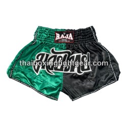 Raja Boxing Muay Thai Boxing Shorts Bi-Color Green Black Raja - 1