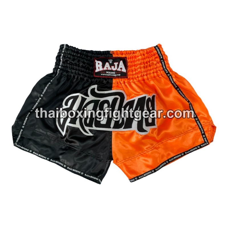 Raja Boxing Muay Thai Boxing Shorts Bi-Color Black Orange Raja - 1