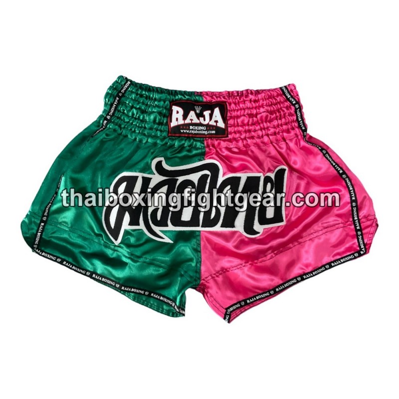 Raja Boxing Muay Thai Boxing Shorts Bi-Color Green Pink Raja - 1