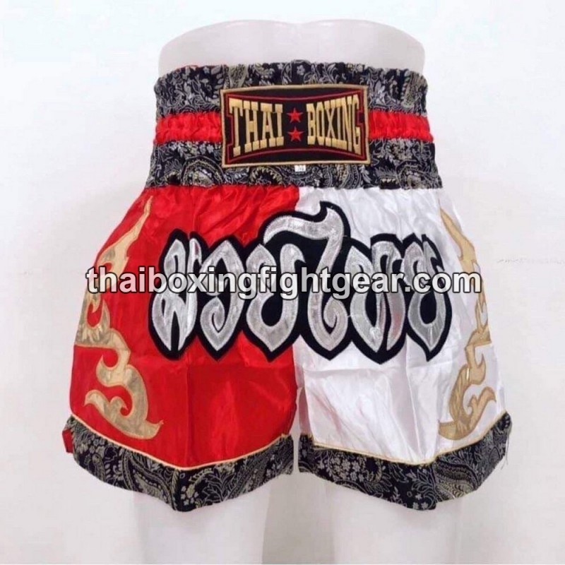 Muay Thai Boxing Shorts  Red White | Muay Thai Shorts