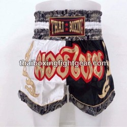 Muay Thai Boxing Shorts "White & Black" Thai Boxing - 1