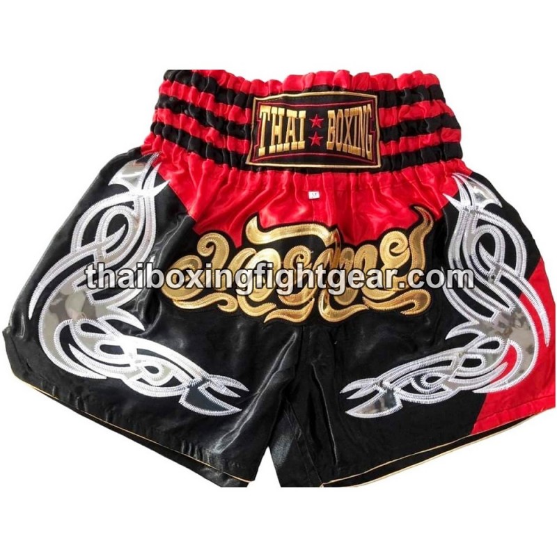 Muay Thai Boxing Shorts Black  Red