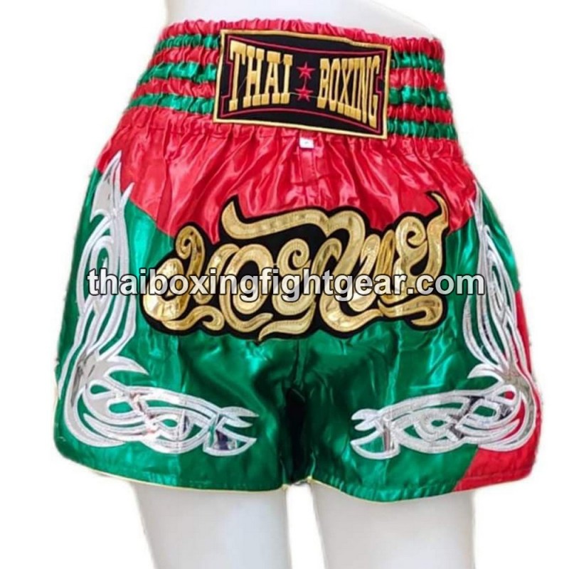 Muay Thai Boxing Shorts Green Red