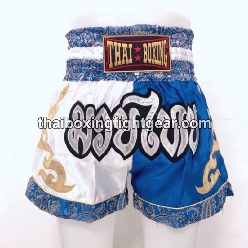 Thaiboxing  Muay Thai Kids Shorts White Blue
