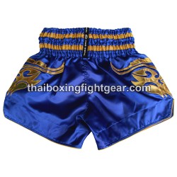 Twins Muay Thai Boxing Shorts Satin Blue/Gold | Muay Thai Shorts