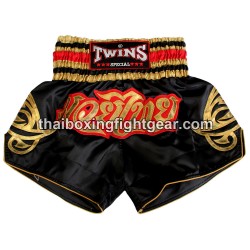Twins Muay Thai Boxing Shorts Satin Black /Gold