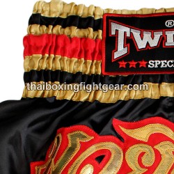 Twins Muay Thai Boxing Shorts Satin Black /Gold | Muay Thai Shorts
