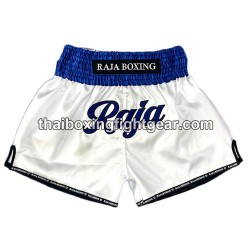 Raja Boxing Muay Thai Boxing Shorts "Simple" White Blue Raja - 1