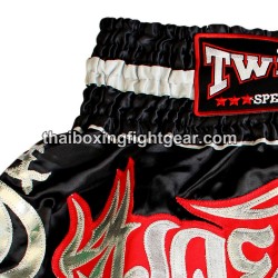 Twins Muay Thai Boxing Shorts Satin Black/Silver | Muay Thai Shorts