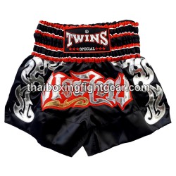 Twins Muay Thai Boxing Shorts Satin Black / Red