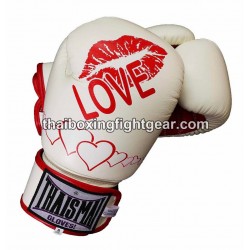THAISMAI BG124 Muay Thai Boxing Gloves Leather "Love" White Thaismai - 1