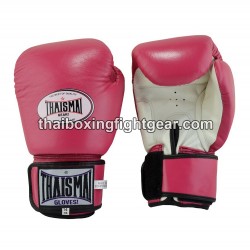 THAISMAI BG124 Muay Thai Boxing Gloves Leather Pink White Thaismai - 1