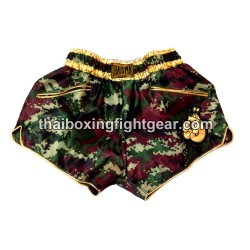 Thaismai Muay Thai Boxing Shorts "FIGHT" Camo Gold Thaismai - 1