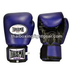 THAISMAI BG124 Muay Thai Boxing Gloves Leather Blue Black Thaismai - 1