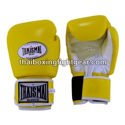 THAISMAI BG124 Muay Thai Boxing Gloves Leather Yellow White Thaismai - 1