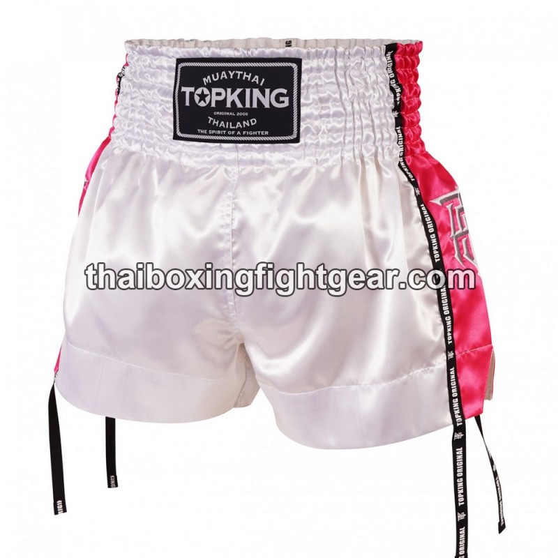 Top King Muay Thai Boxing Shorts TKTBS-201 White Pink Top King - 1