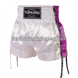 Top King Muay Thai Boxing Shorts TKTBS-201 White Purple Top King - 1
